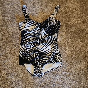Maxine of Hollywood Black and White Zebra Print One Piece